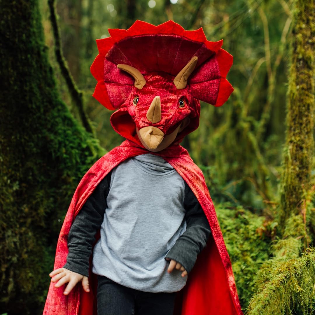 Great Pretenders - Red Triceratops Hooded Cape