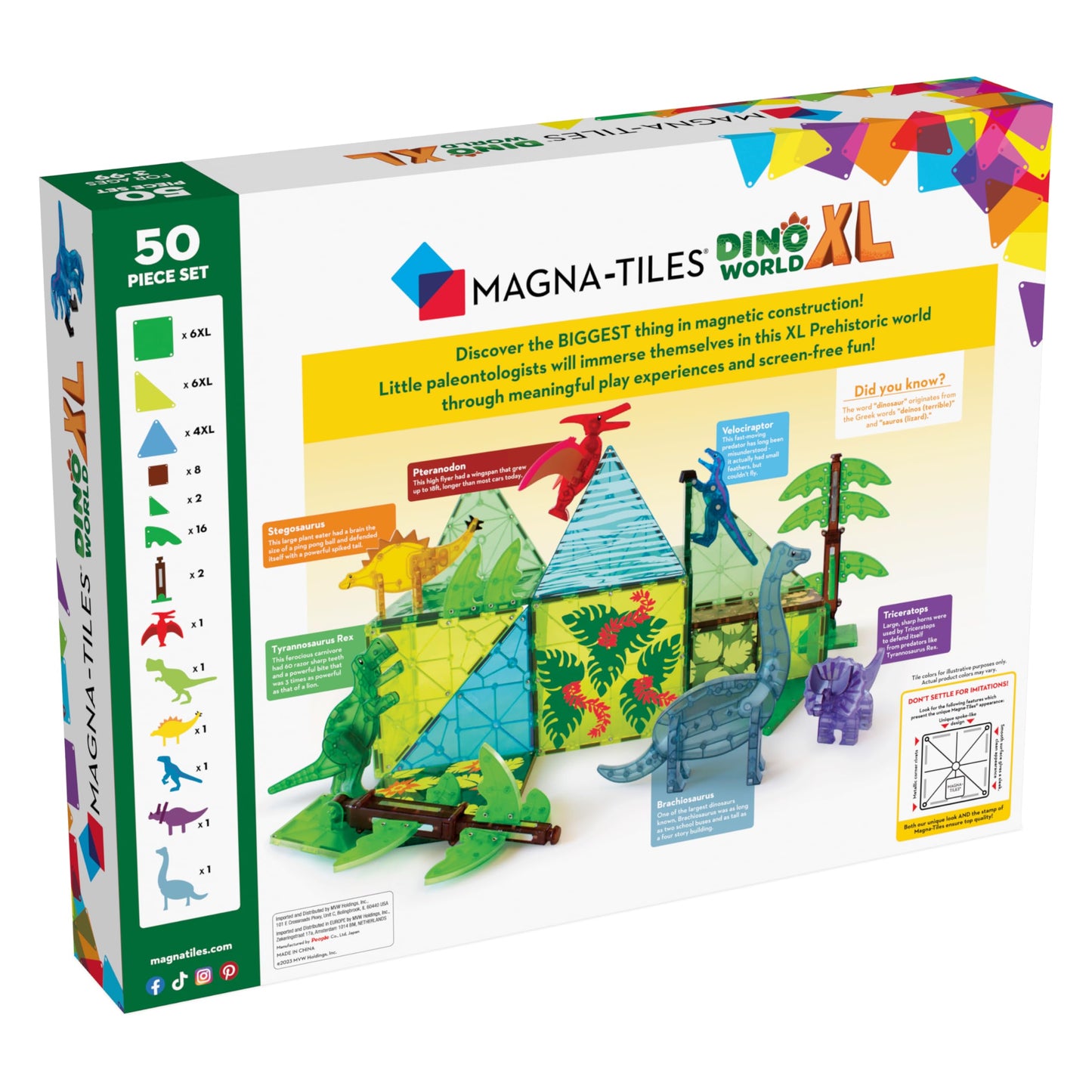 Magna-Tiles Dino World XL - 50 Piece Set