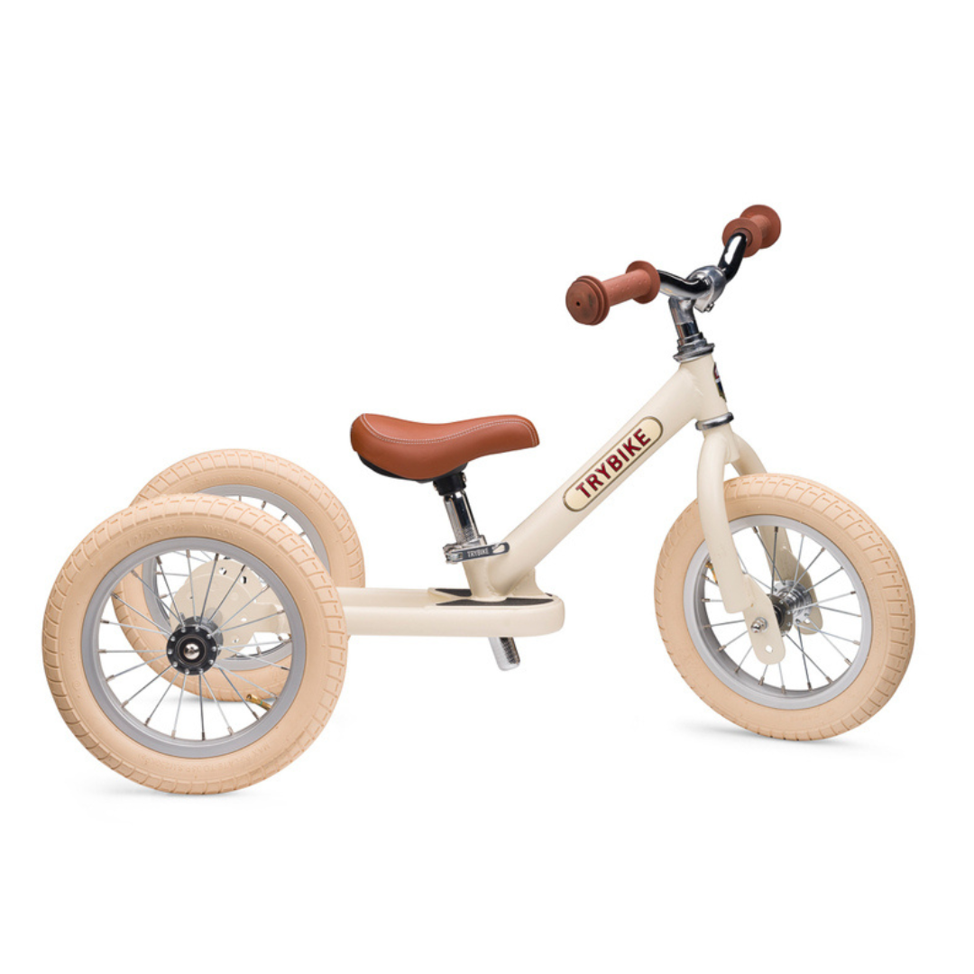 Trybike 2 In 1 Steel Balance Bike - Cream