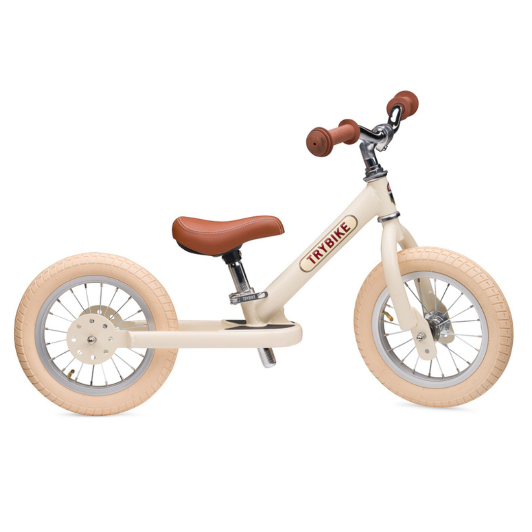 Trybike 2 In 1 Steel Balance Bike - Cream