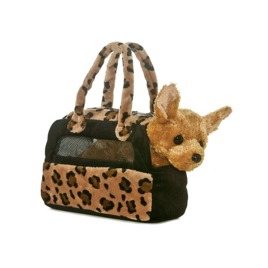 Chihuahua with Leopard Print Carrier