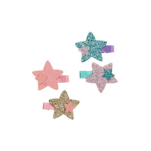 Pink Poppy - Shimmering Mermaid Star Hair Clips