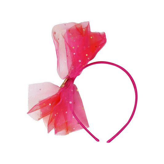 Pink Poppy - Butterfly Glitter Hot Pink & Gold Bow Headband