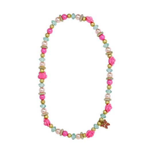 Pink Poppy - Butterfly Flower Necklace