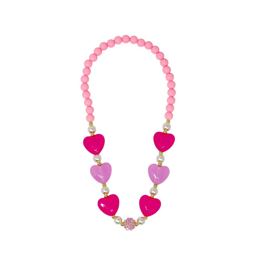 Pink Poppy - Ballet Heart and Pearl Necklace
