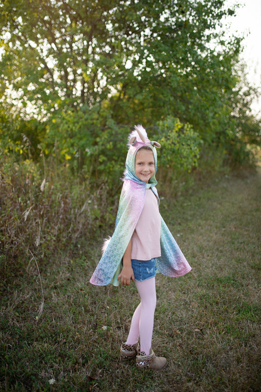 Great Pretenders - Shimmering Rainbow Reversible Unicorn Dragon Cape