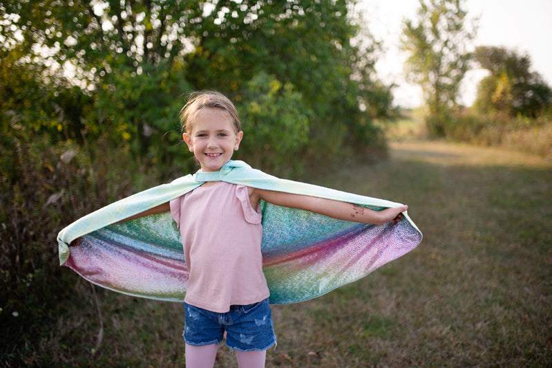 Great Pretenders - Shimmering Rainbow Reversible Unicorn Dragon Cape