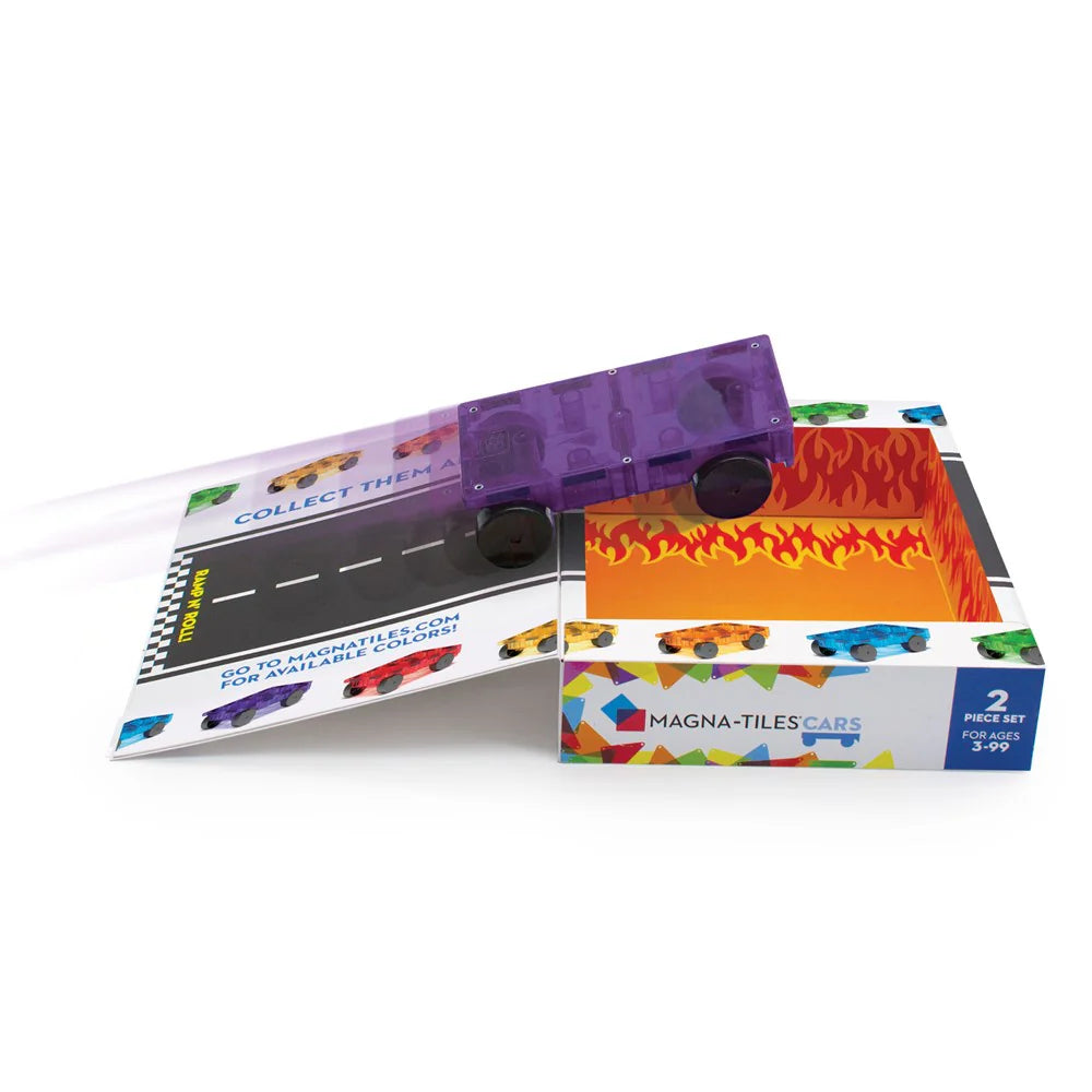 Magna-Tiles Cars - 2 Piece Expansion Set | Purple & Red