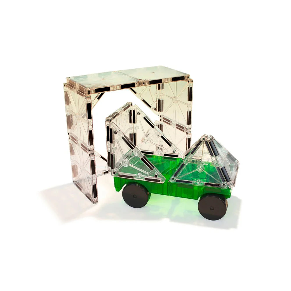 Magna-Tiles Cars - 2 Piece Expansion Set | Green & Yellow