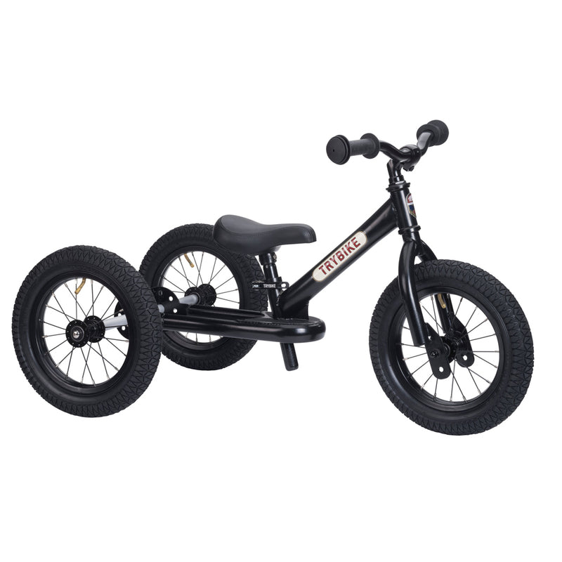 Trybike 2 In 1 Steel Balance Bike - Black