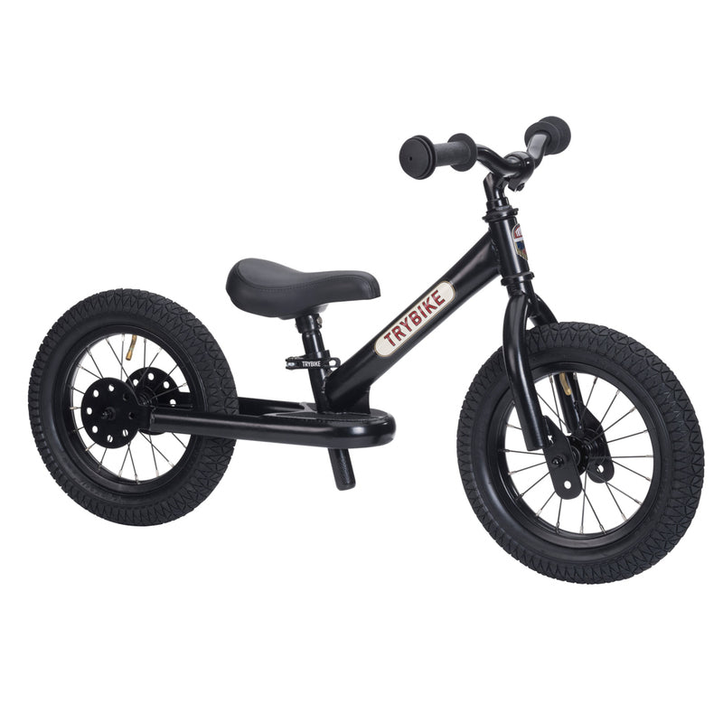 Trybike 2 In 1 Steel Balance Bike - Black