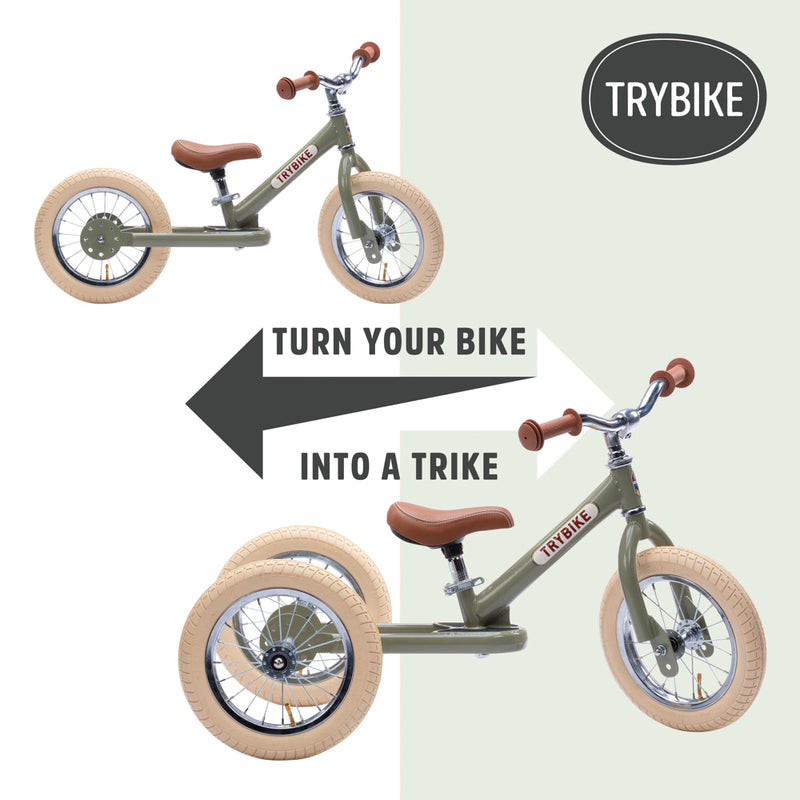 Trybike 2 In 1 Steel Balance Bike - Green