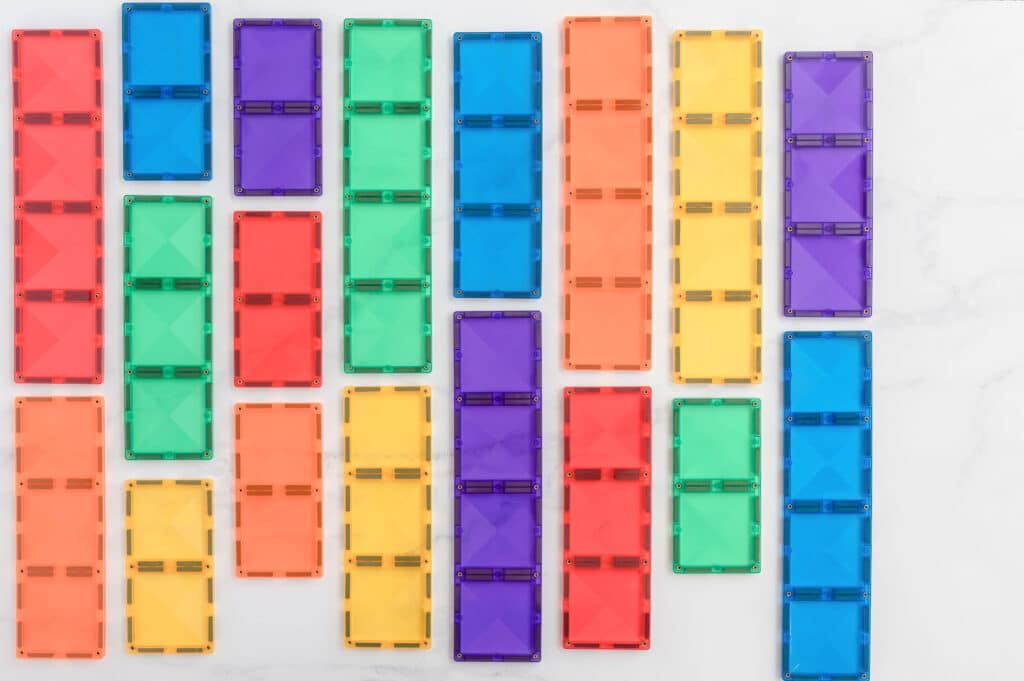 Connetix Tiles 18 Piece Rainbow Rectangle Pack