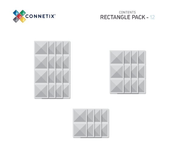 Connetix Tiles 12 Piece Clear Rectangle Pack