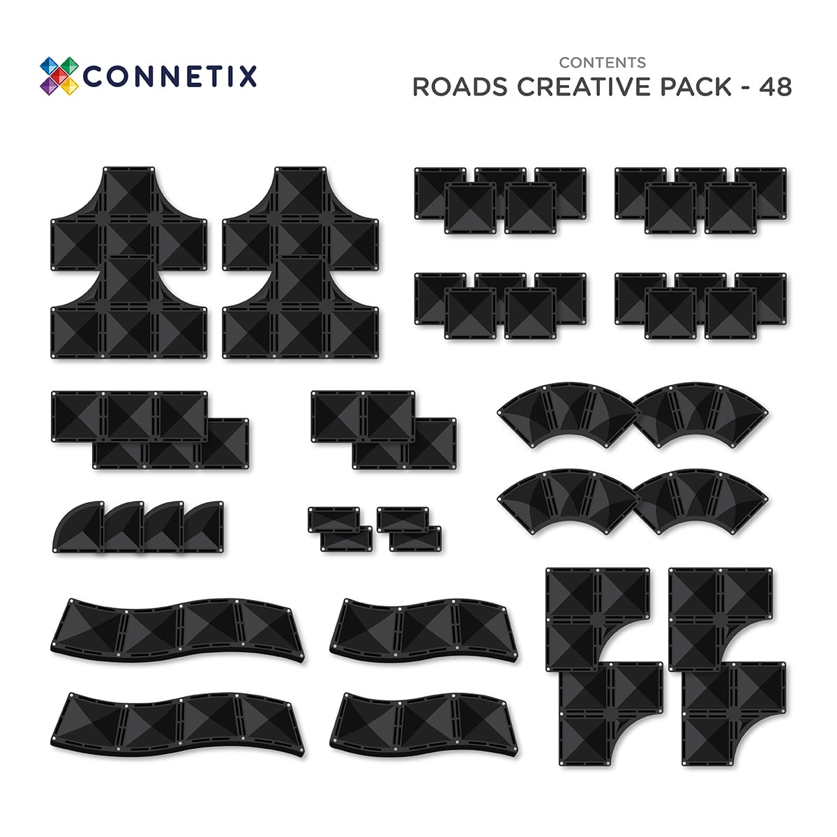 Connetix Tiles 48 Piece Creative Roads Pack