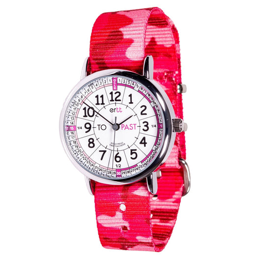 Easy Read Time Teacher Watch Pink Camo (White/ Pink Face)