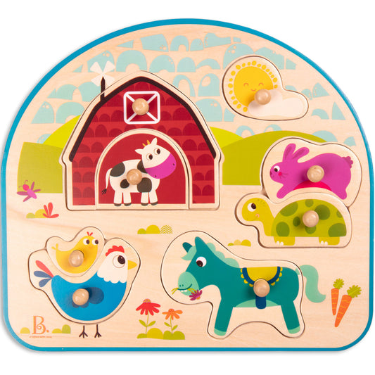 B Toys by Battat Puzzle Animals Barnyard Wooden 8pc