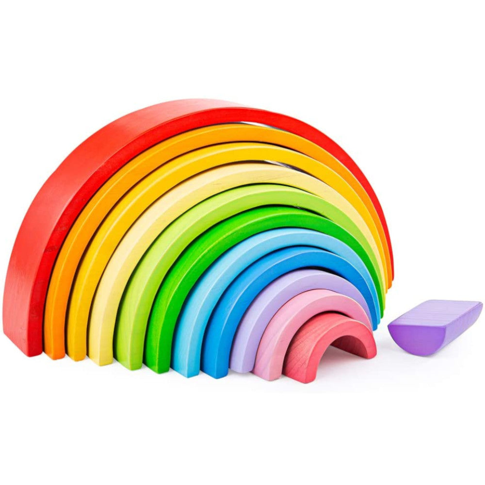 BigJigs Stacking Rainbow Wooden Large 12pc