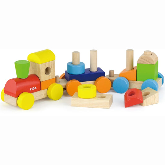 Viga Stacking Train 14 Wooden Blocks